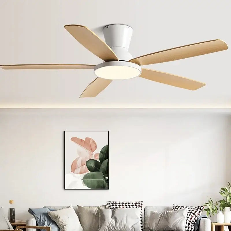 Black and dark wood ceiling fan light with remote living room