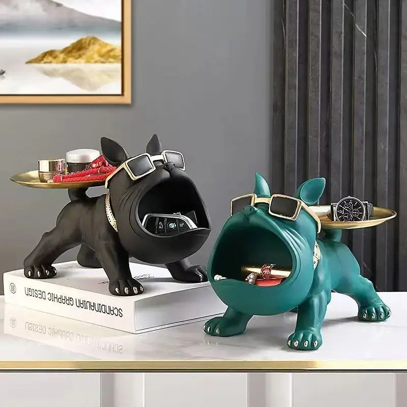 DecorBites™ Bulldog Remote Control Storage: Office & Living Room Decor Ornament