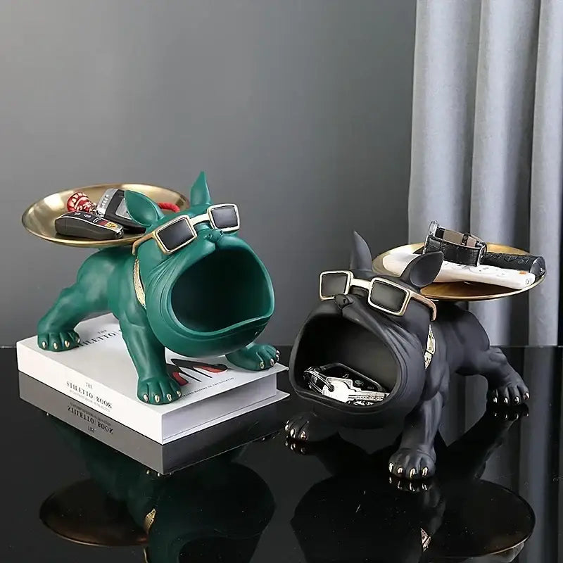 DecorBites™ Bulldog Remote Control Storage: Office & Living Room Decor Ornament