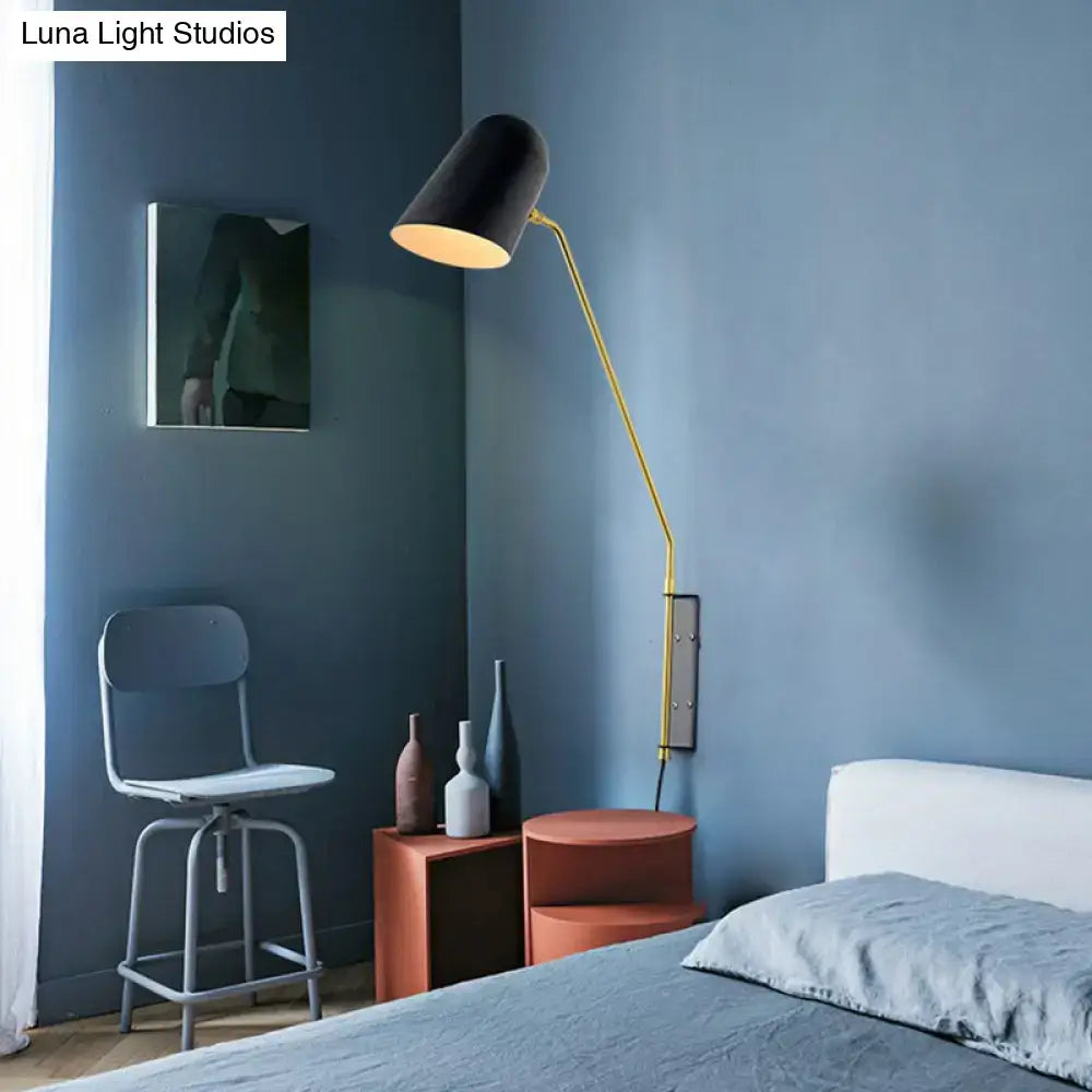 DecorBites™ Nordic Black Wall Sconce with Bedside Reading Light and Metal Shade