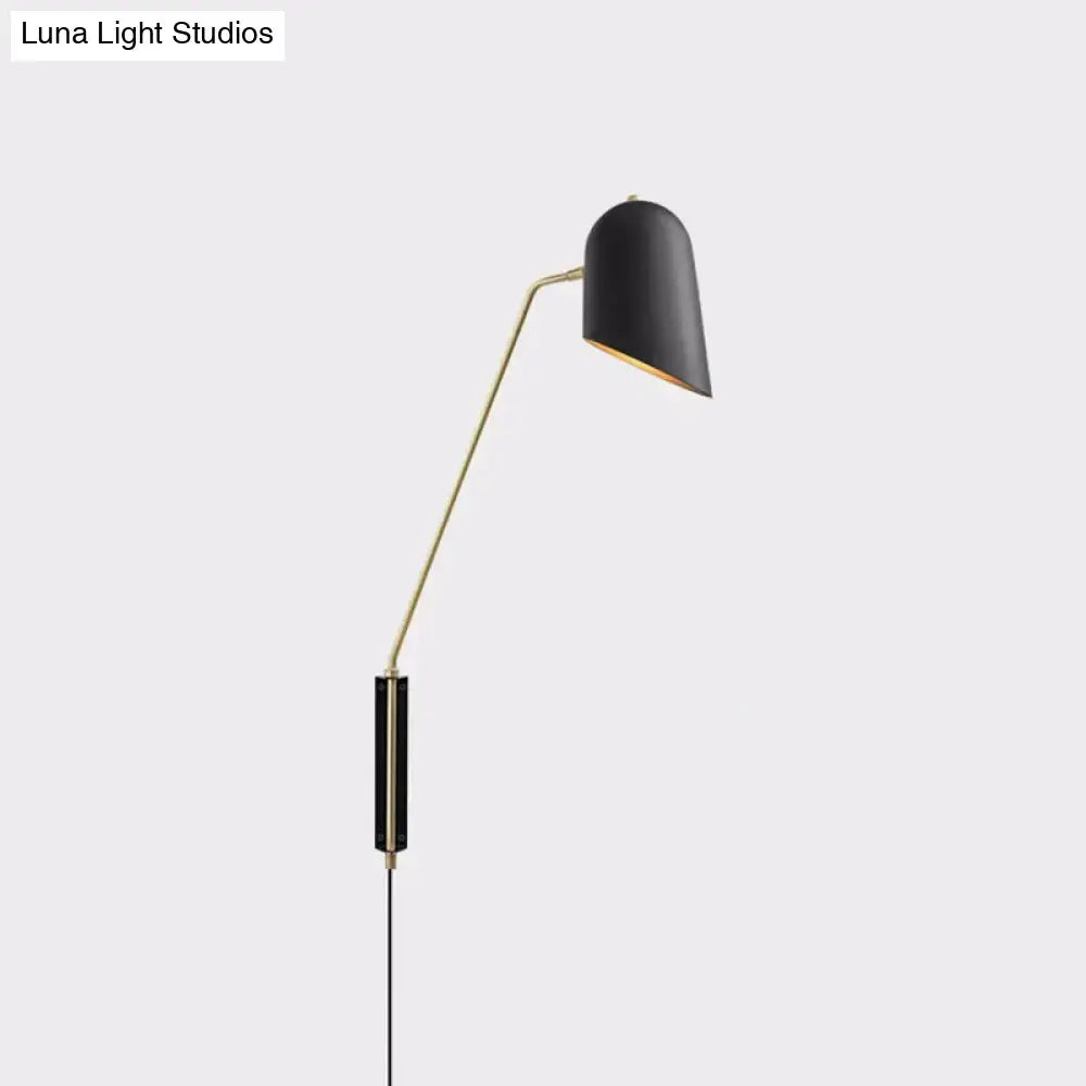 DecorBites™ Nordic Black Wall Sconce with Bedside Reading Light and Metal Shade