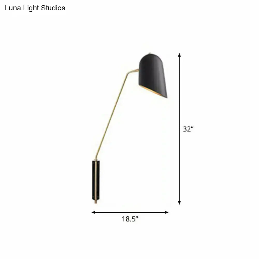 DecorBites™ Nordic Black Wall Sconce with Bedside Reading Light and Metal Shade