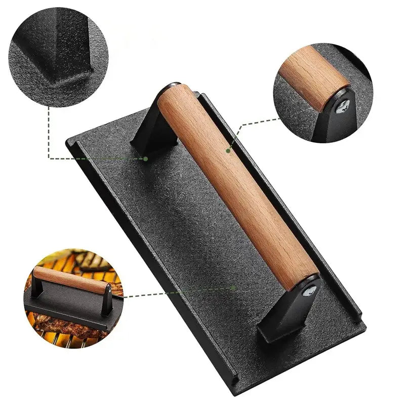 DecorBites™ Cast Iron Burger Press for Grill Hamburger Steak Heavy-Duty Meat Press