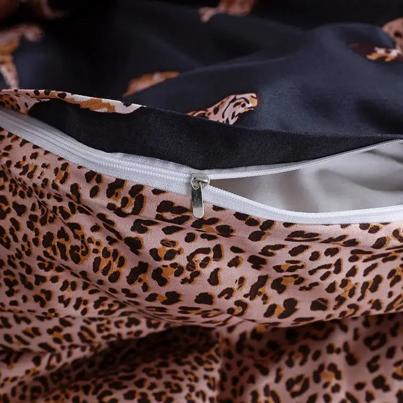 Black and rose gold leopard print duvet set bedroom bedding