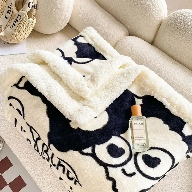 DecorBites™ Cartoon Print Cozy Blanket - Milk Velvet & Cashmere - Winter/Spring Duvet Cover