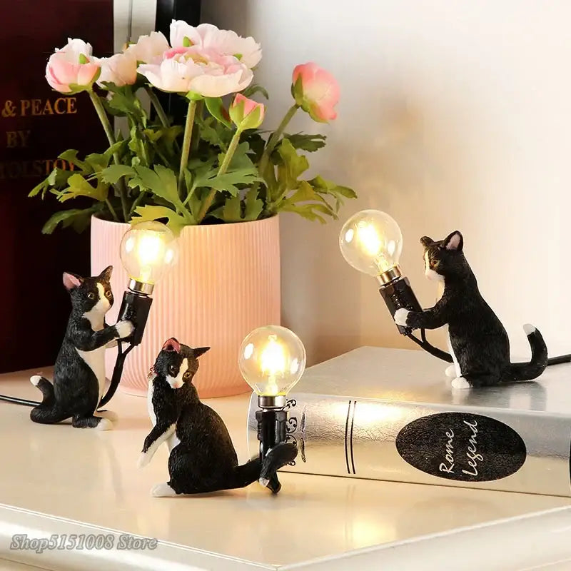 DecorBites™ Cat Resin Table Lamp for Children's Bedroom Decor
