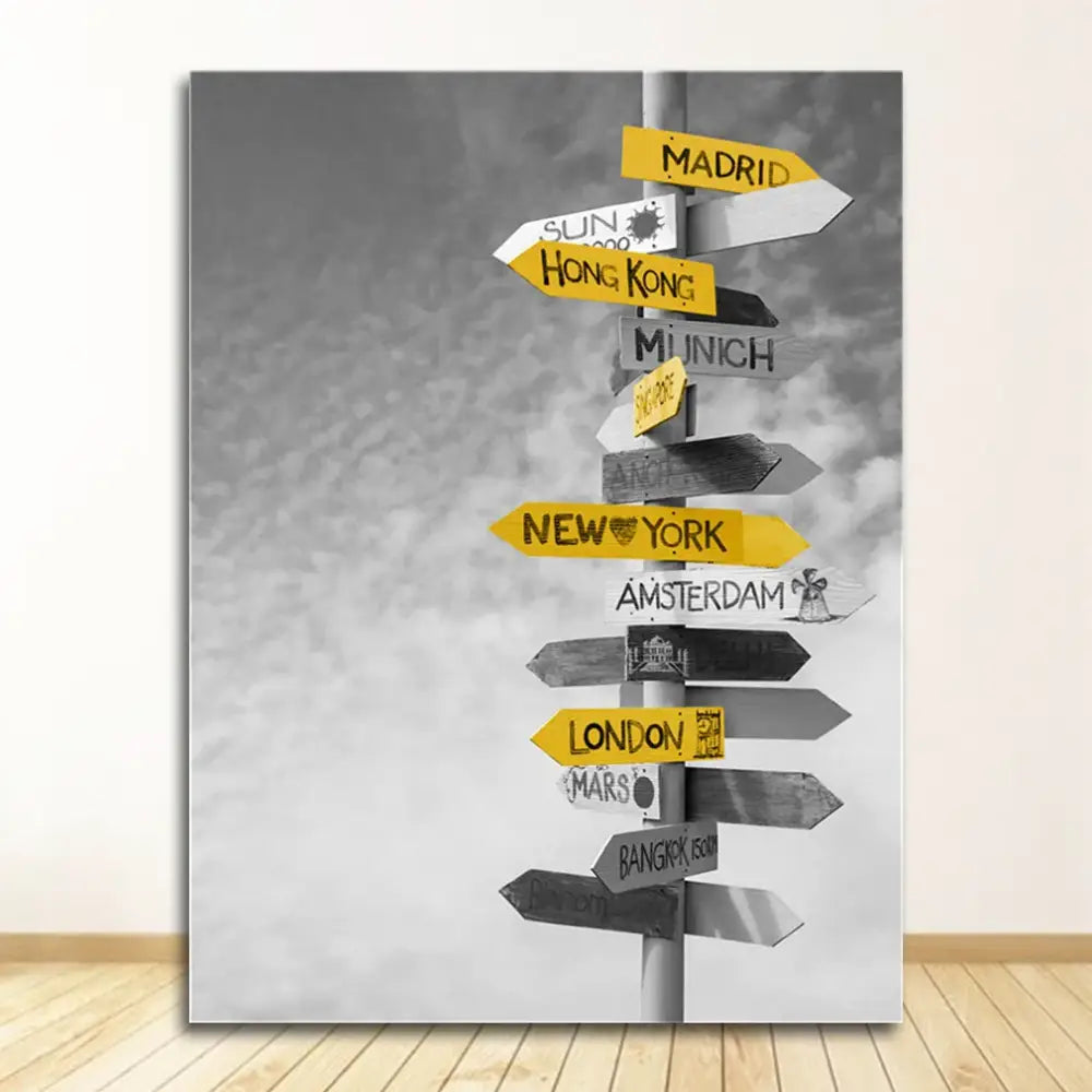 Eiffel tower black & white landscape canvas set living room wall art
