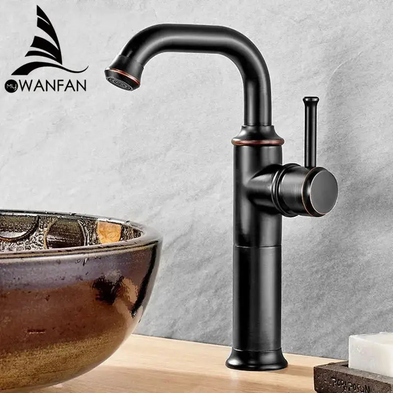 DecorBites™ Black Antique Brass Basin Faucet - Hot/Cold Mixer for Bathroom Sink Aesthetics