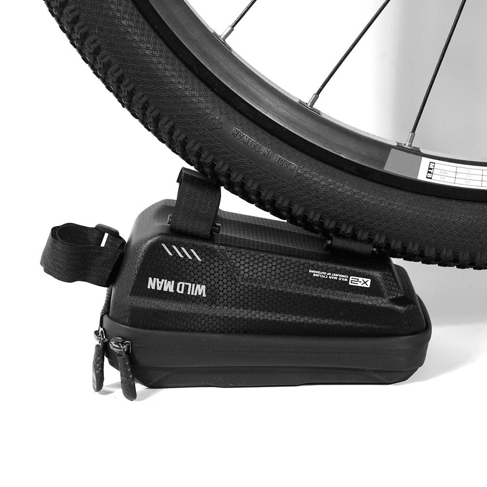 Black Bike Bag Frame Front Top Tube Cycling Bag Waterproof Phone Case Touchscreen Bag  Pack Bicycle Accessories Bike Bicycle Bag Waterproof Bike Phone Mount Bag Front Frame Top Tube Handlebar Bag Touch Screen Holder Case For Cell Phones 6.6in