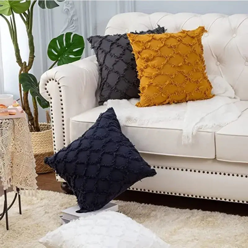 DecorBites™ Black Boho Lumbar Woven Pillow Cover for Bed Bedroom Decor