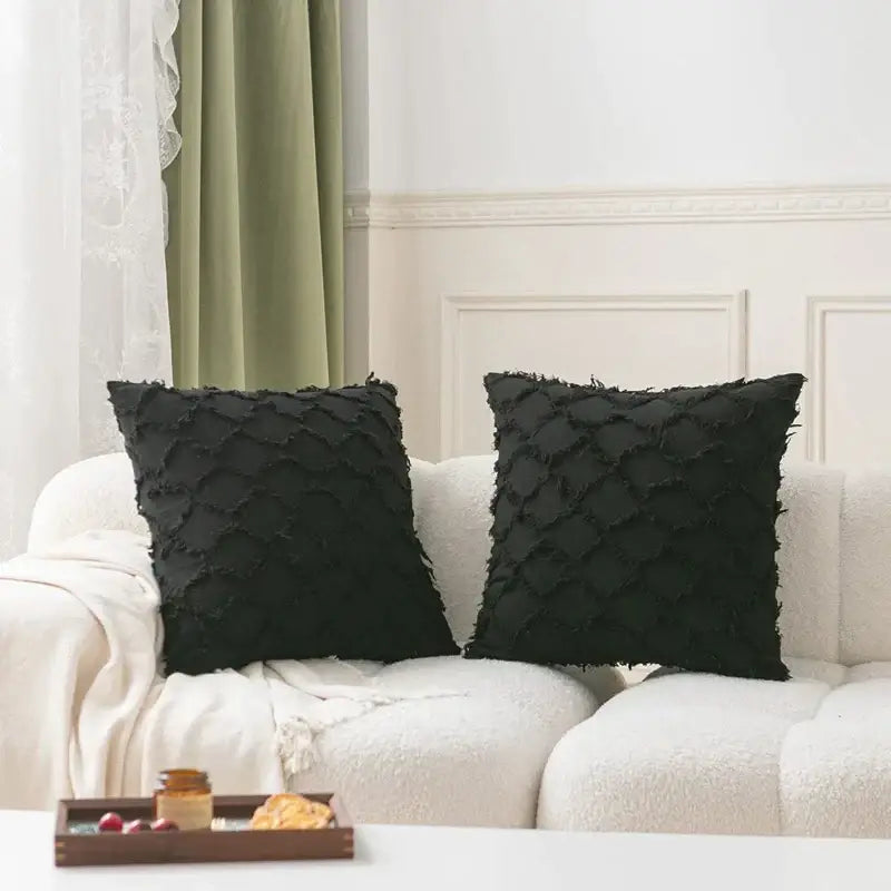 DecorBites™ Black Boho Lumbar Woven Pillow Cover for Bed Bedroom Decor