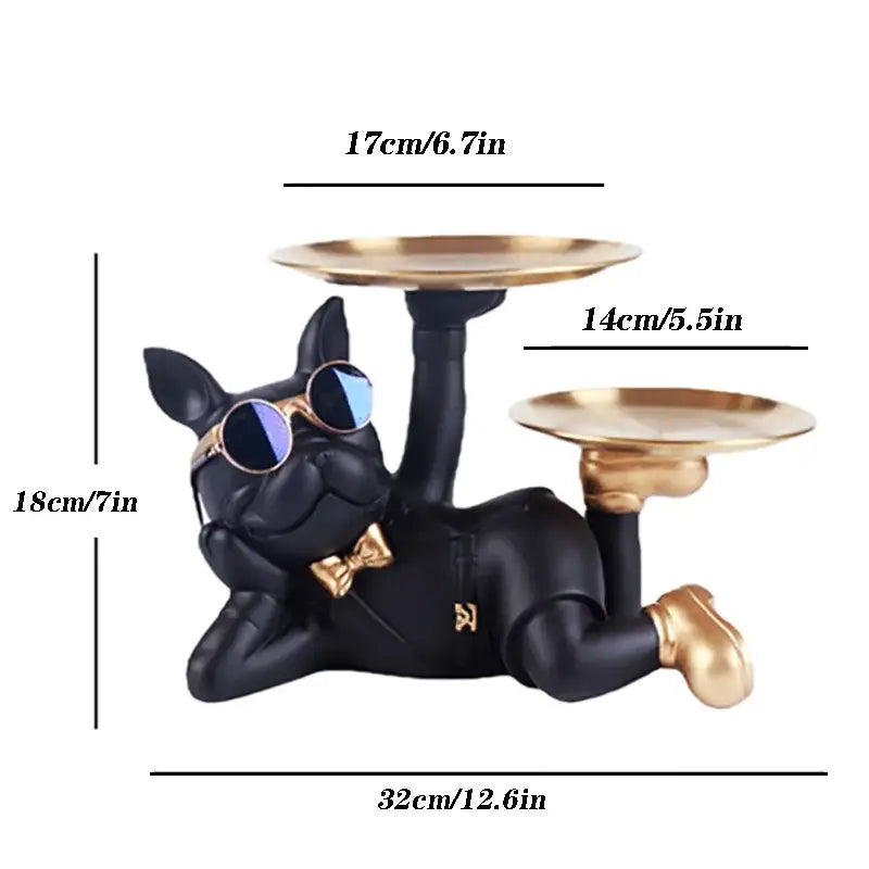 DecorBites™ Bulldog Desktop Storage Statue: Multi-functional Office & Home Decoration Tray Decor