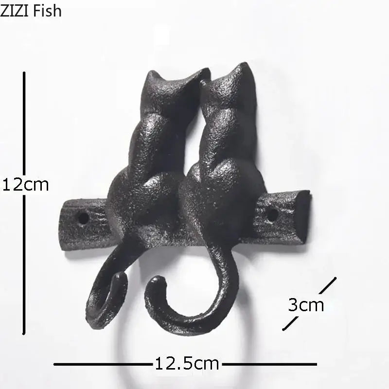 DecorBites™ Cat Hook Hanging Shelf: Decorative Cast Iron Wall Coat Rack for Outdoor Decoration