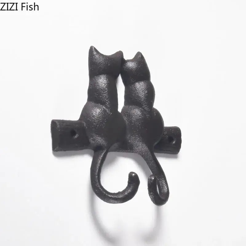 DecorBites™ Cat Hook Hanging Shelf: Decorative Cast Iron Wall Coat Rack for Outdoor Decoration