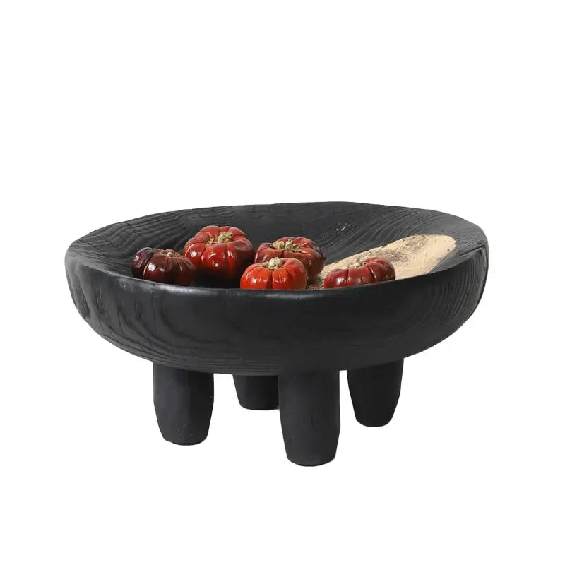 Black ceramic decorbites imitation wood grain corner tray kitchen bowl