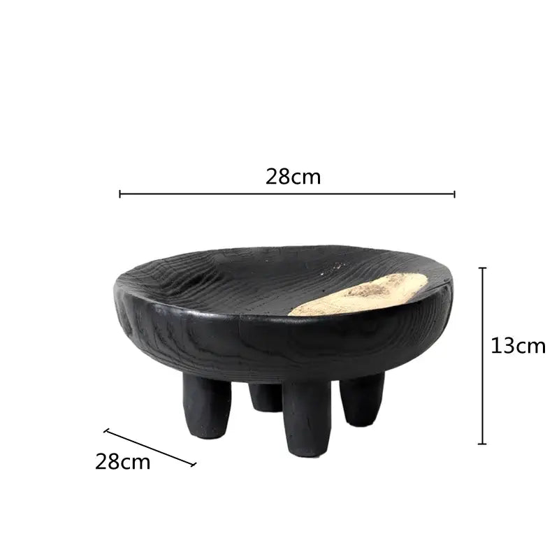 Black ceramic decorbites imitation wood grain corner tray kitchen bowl