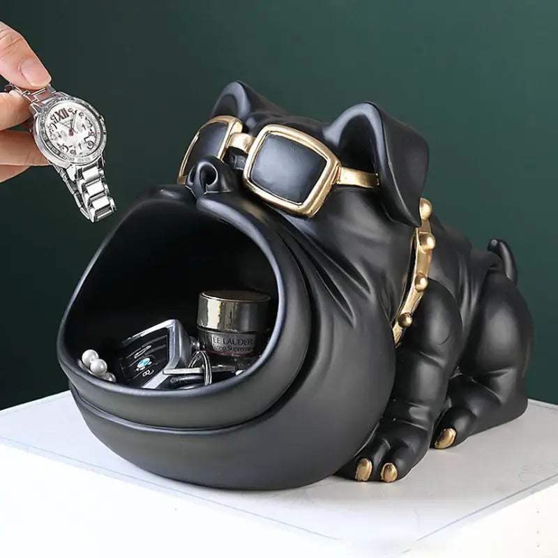 DecorBites™ Cool Dog Sculpture Table Decoration Decorative Coin Bank Storage Box
