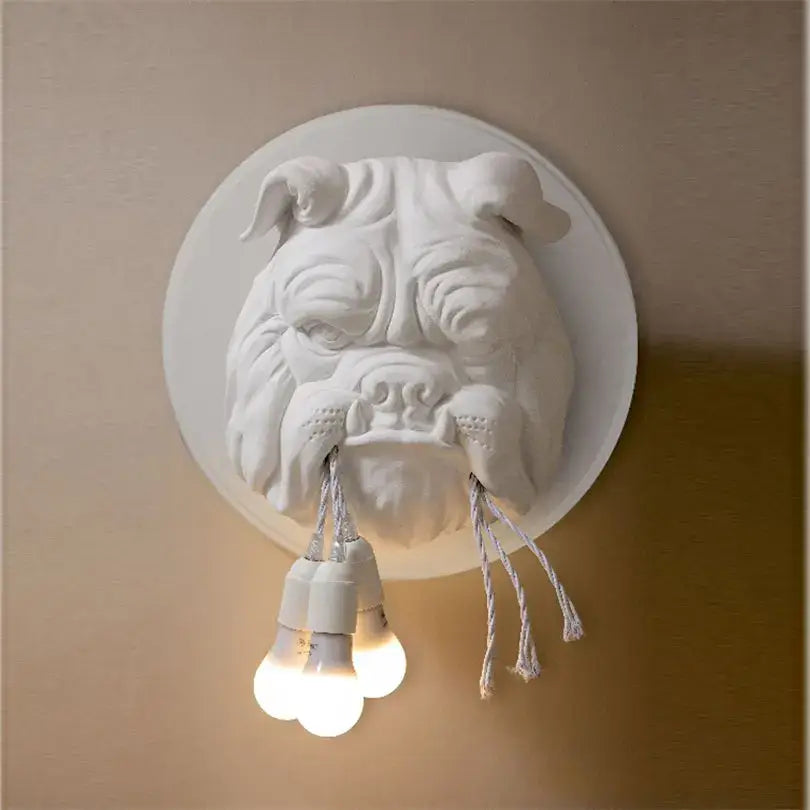Black matte bulldog resin wall lamp living room sconce