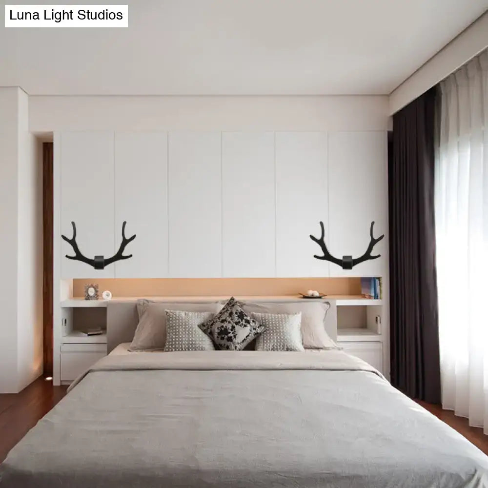 Black metallic antler sconce wall mounted lighting for bedroom