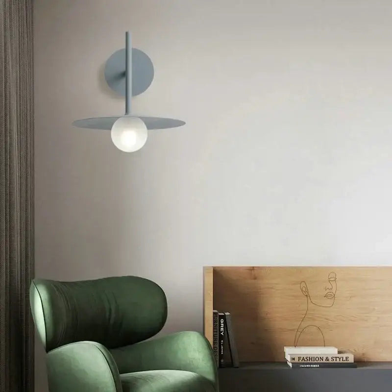 Black minimalist glass ball wall lamp – bedroom sconce