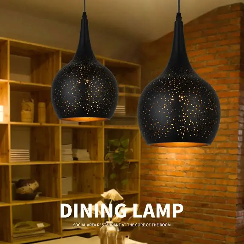 Black nordic industrial pendant light for dining room starry decor