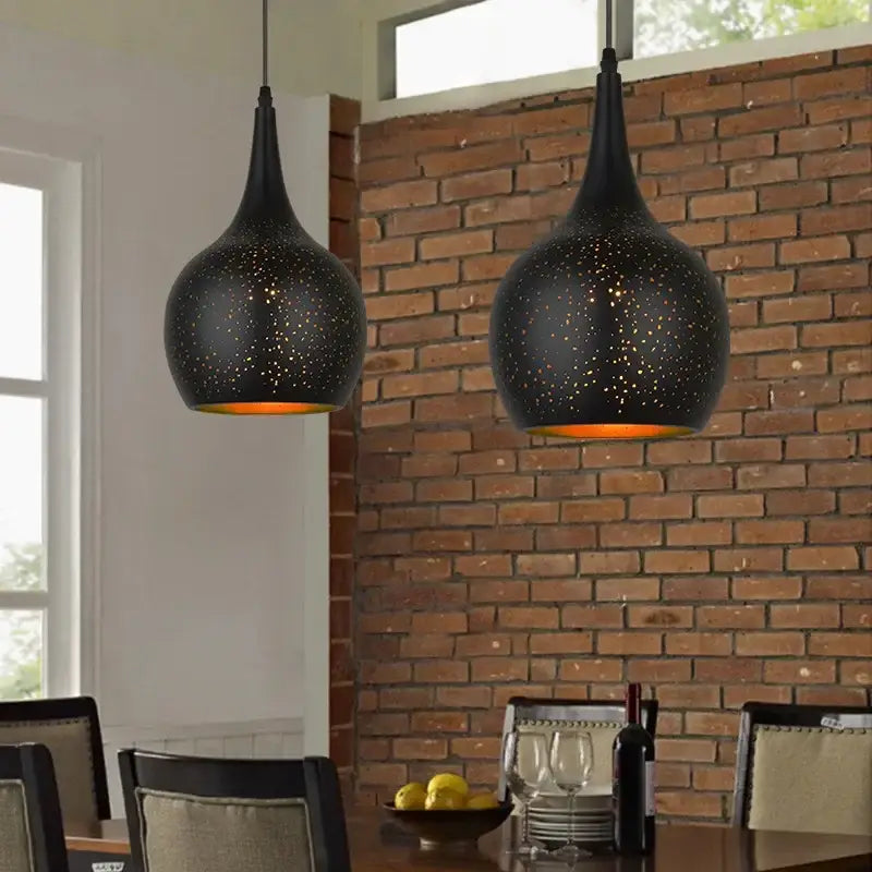 Black nordic industrial pendant light for dining room starry decor