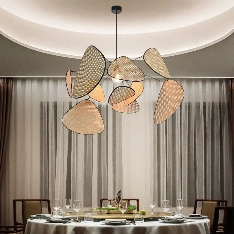 DecorBites™ Black Rattan Ceiling Chandelier for Elegant Indoor Lighting