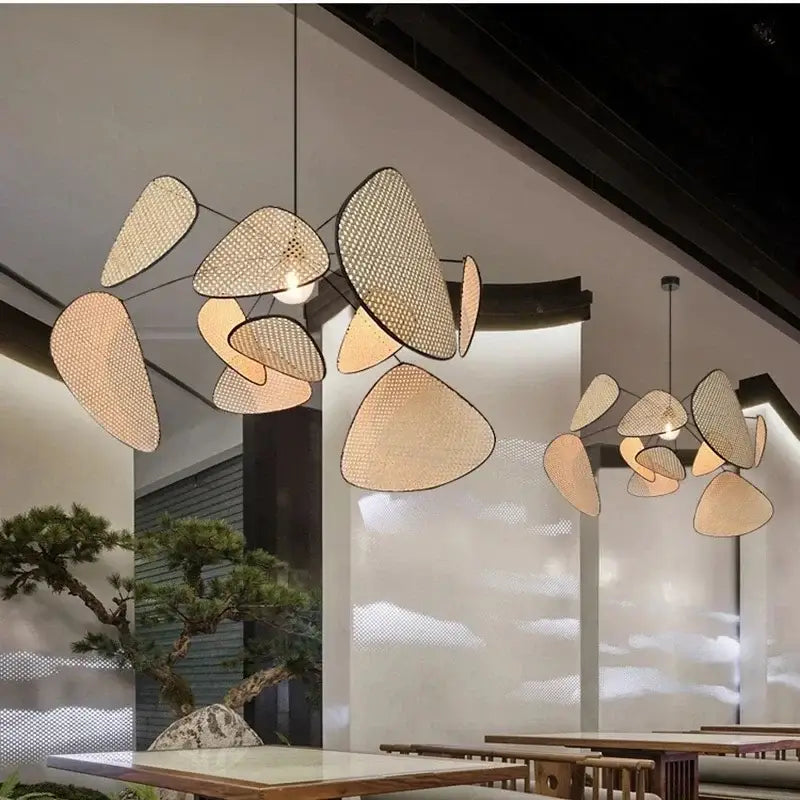 DecorBites™ Black Rattan Ceiling Chandelier for Elegant Indoor Lighting