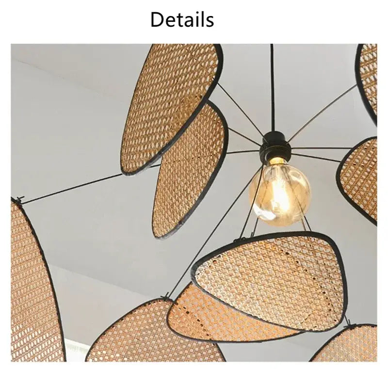 Black rattan ceiling chandelier dining room mesh pendant light