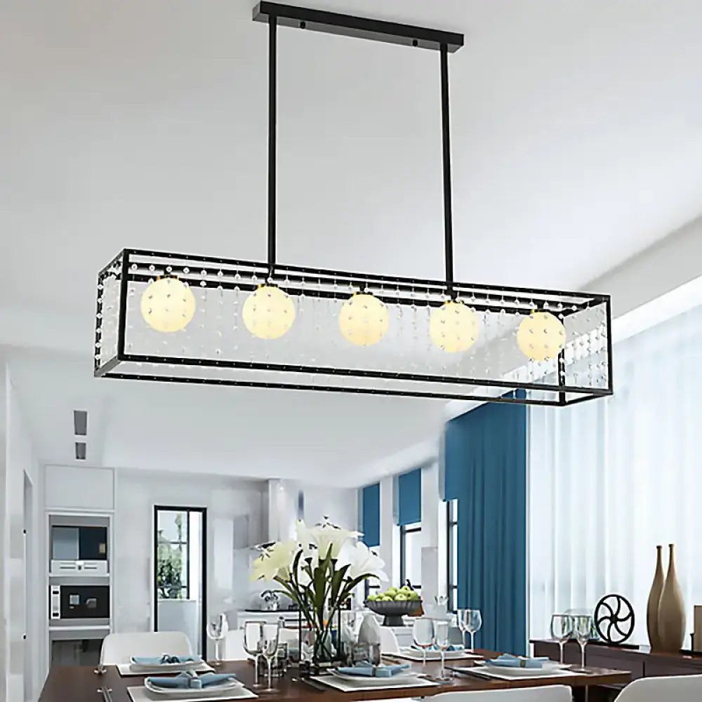 Black rectangle opal glass island pendant light kit – dining room