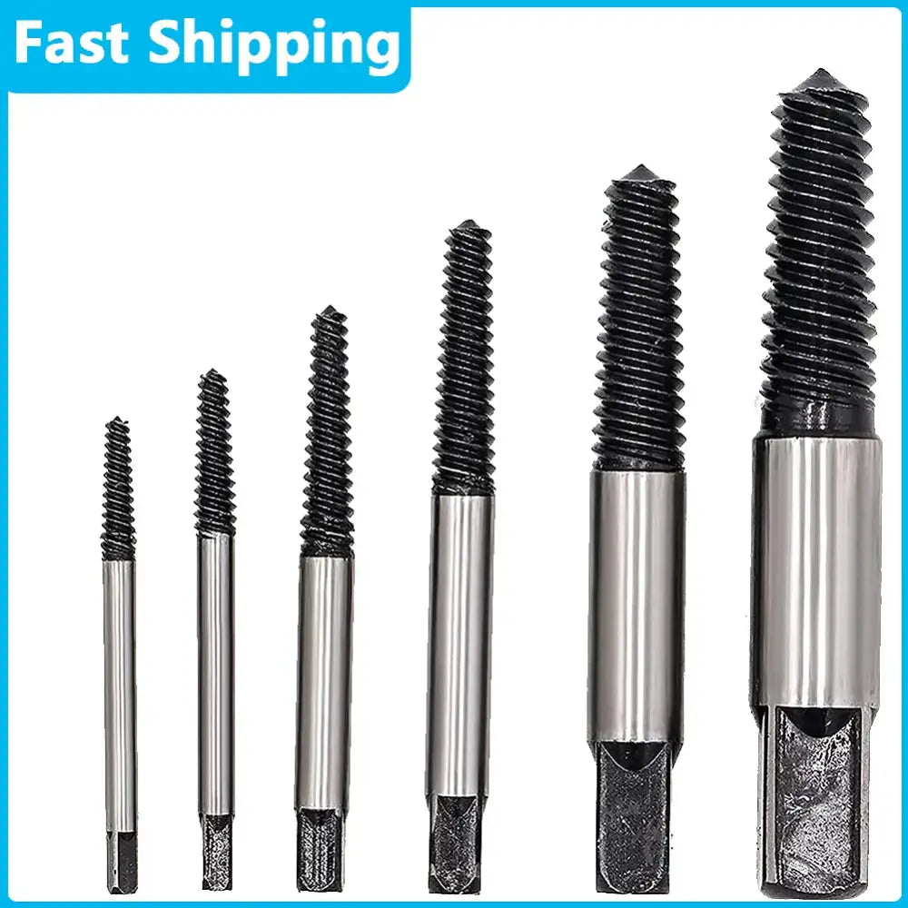 Black & silver bolt extractor kit garage broken screw remover set