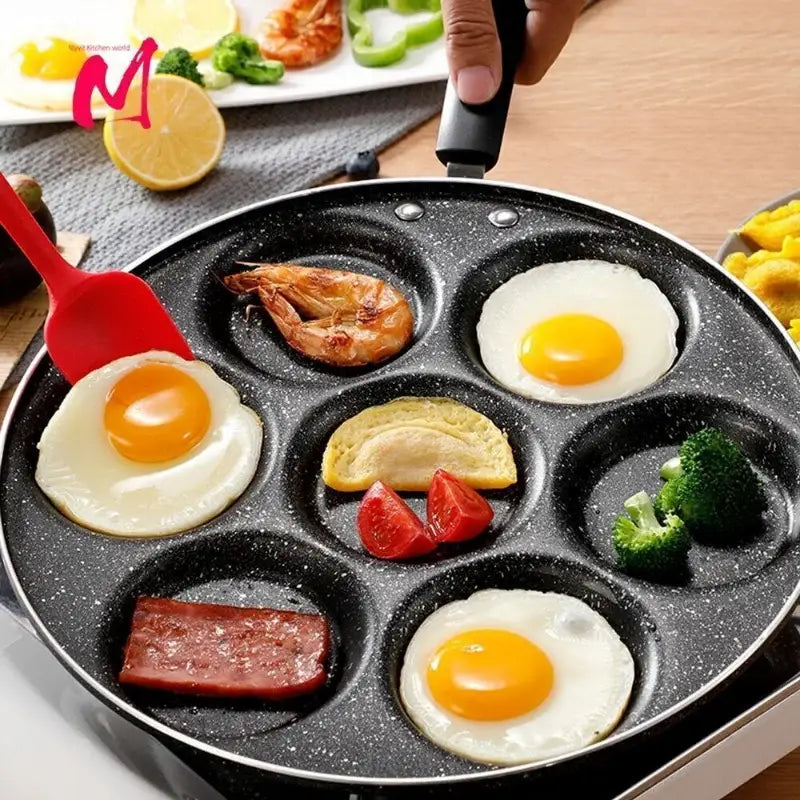 Black speckled 6 hole breakfast egg pan kitchen pancake maker