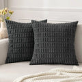 Black striped corduroy throw pillow cover – living room cushion case