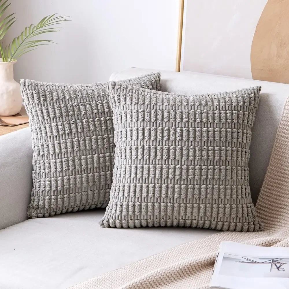 Black striped corduroy throw pillow cover – living room cushion case