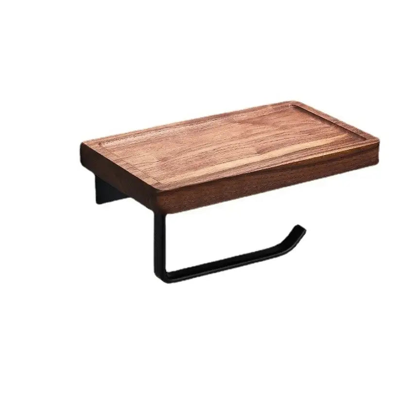 DecorBites™ Black Walnut Bathroom Set: Towel Rack, Bar, Shelf, Toilet Paper Holder, Brush Stand