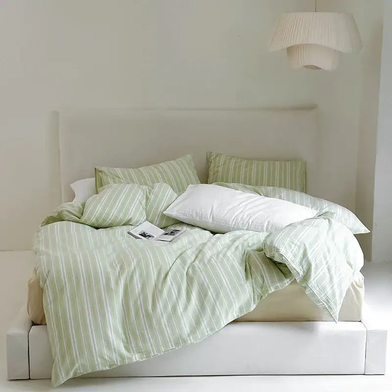 Black & white striped cotton duvet cover set bedroom bedding