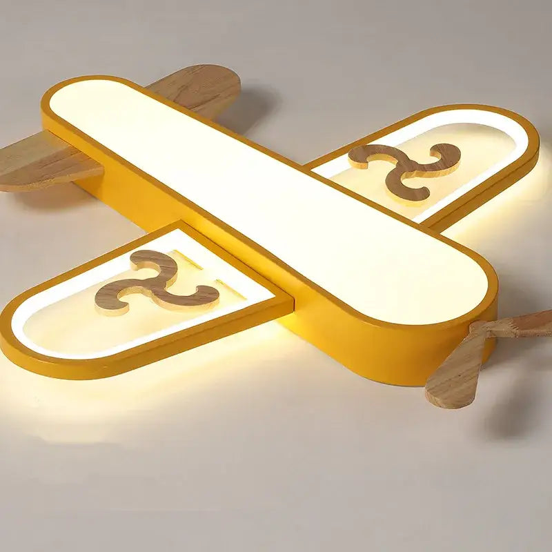 DecorBites™ LED Wood Ceiling Light for Kids Room - Yellow/Blue Minimalist Design