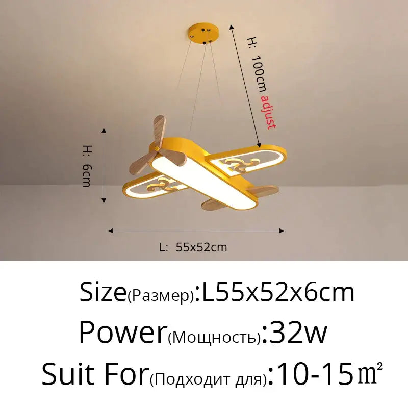 DecorBites™ LED Wood Ceiling Light for Kids Room - Yellow/Blue Minimalist Design