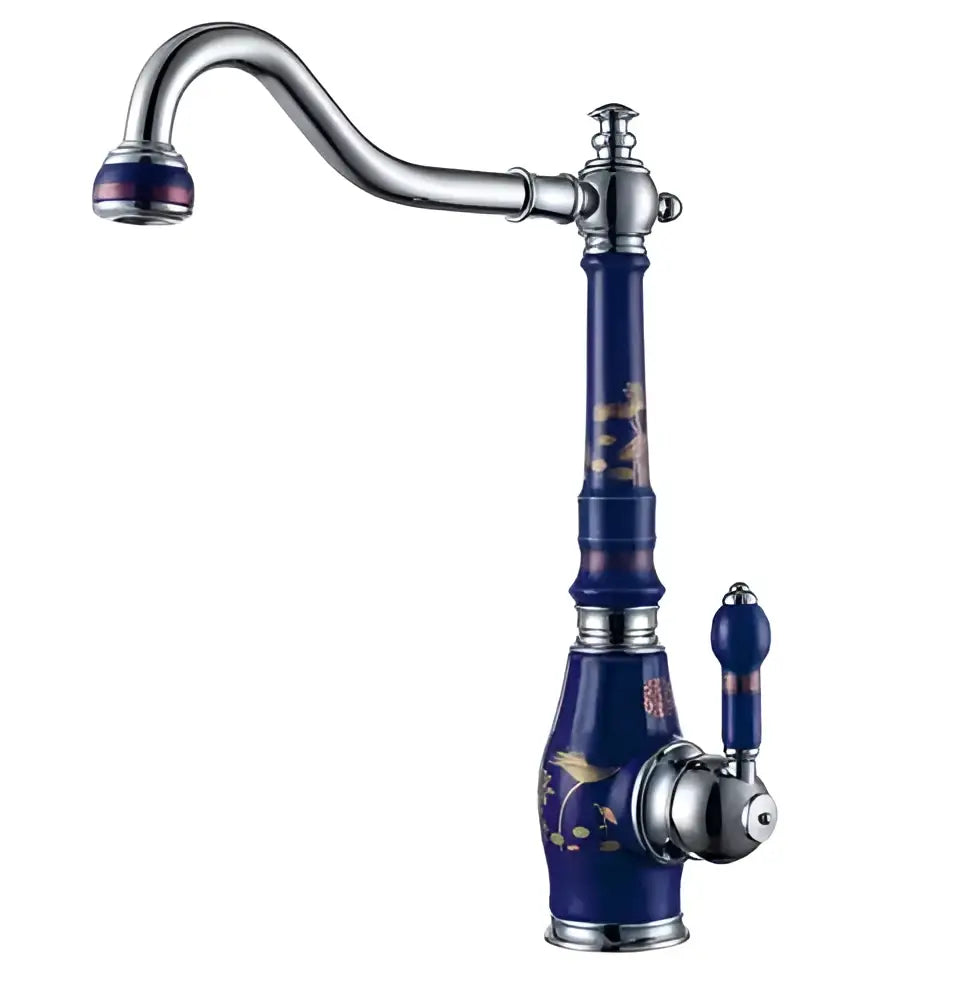 DecorBites™ Brass Porcelain Kitchen Faucet, Chrome Finish Swivel Basin Sink Mixer