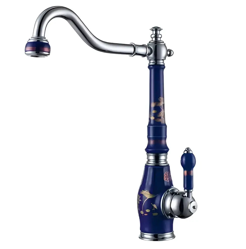DecorBites™ Brass Porcelain Kitchen Faucet, Chrome Finish Swivel Basin Sink Mixer