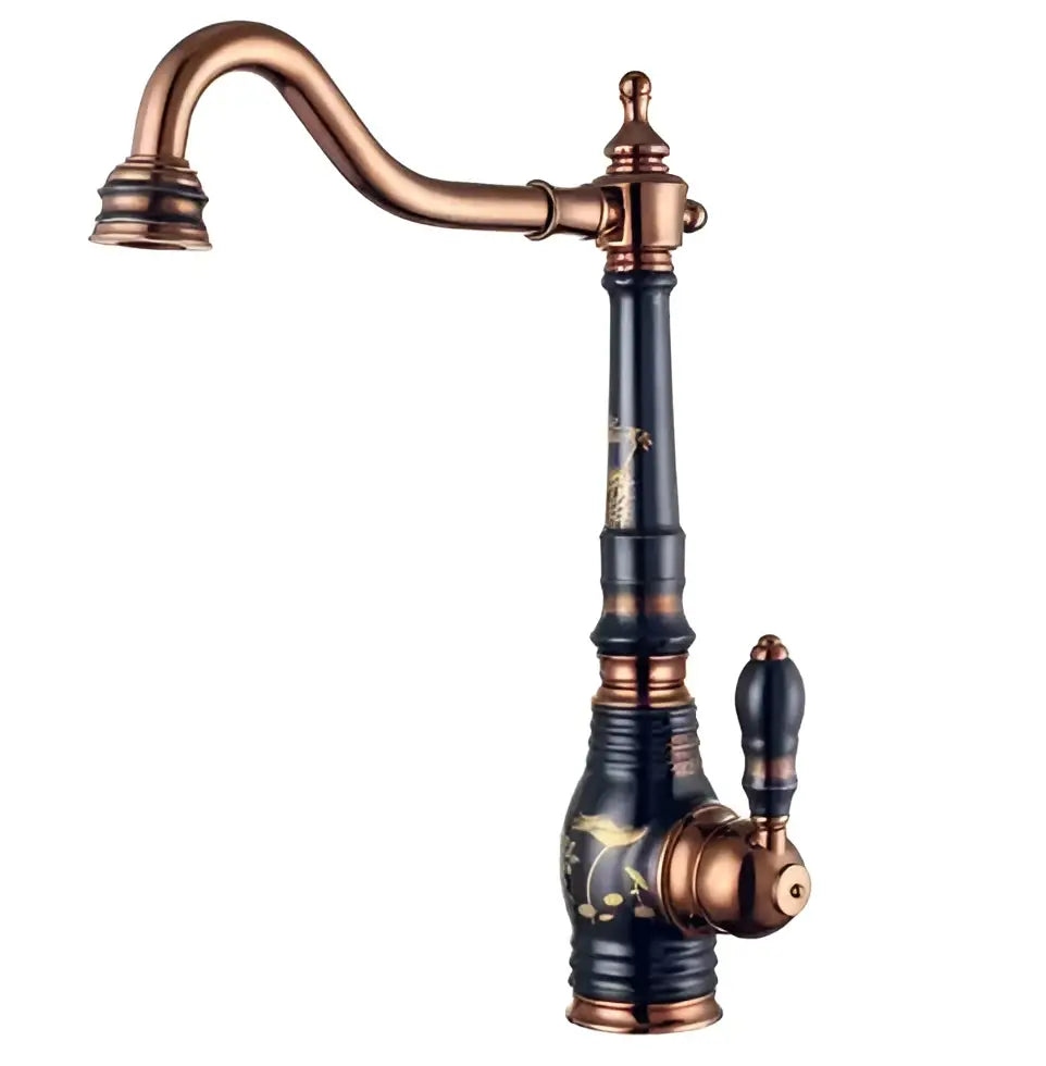 DecorBites™ Brass Porcelain Kitchen Faucet, Chrome Finish Swivel Basin Sink Mixer