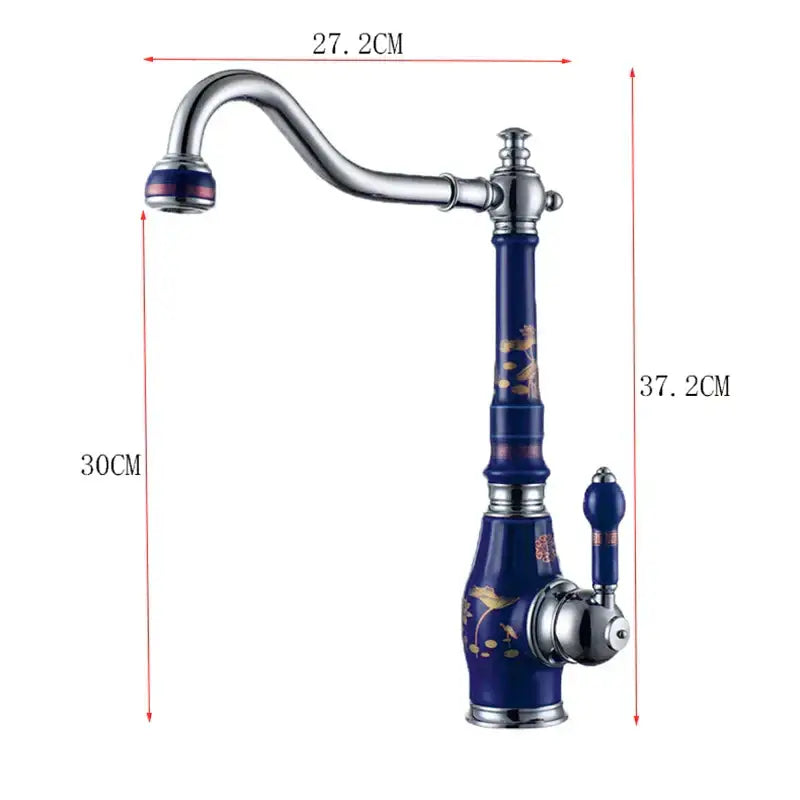 DecorBites™ Brass Porcelain Kitchen Faucet, Chrome Finish Swivel Basin Sink Mixer