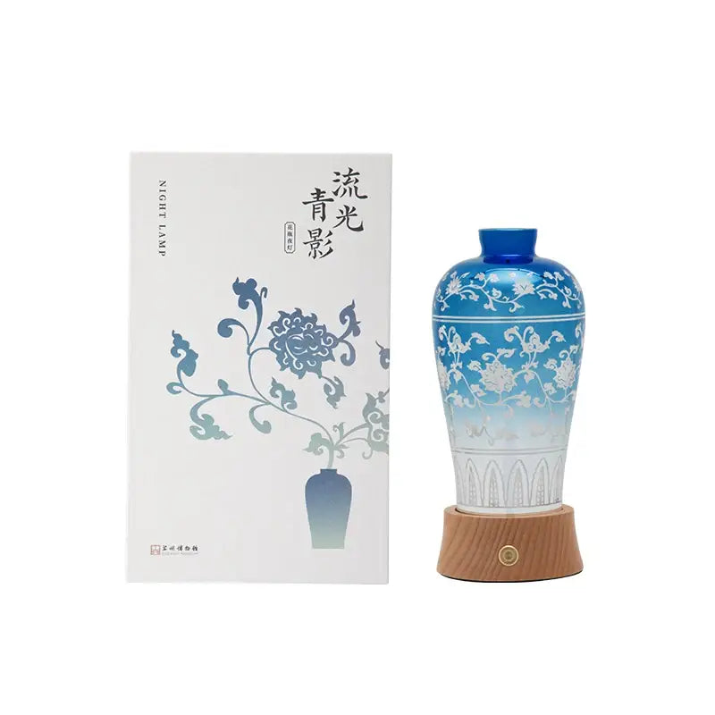 Blue and gold ceramic vase night light bedroom table lamp