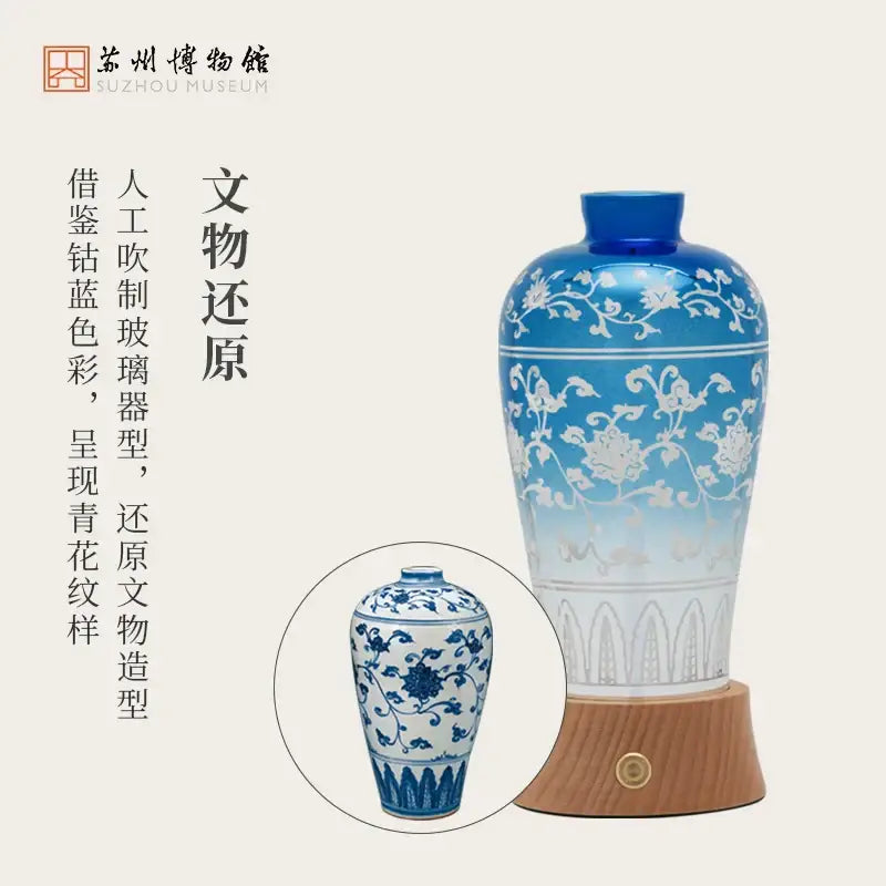 Blue and gold ceramic vase night light bedroom table lamp