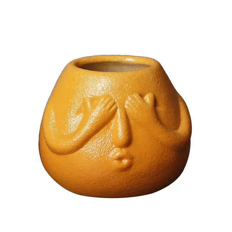 DecorBites™ Ceramic Abstract Human Face Flowerpot Succulent Orchid Plant Vase Pot