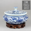 Blue and white floral ceramic tea caddy jar set – living room decor