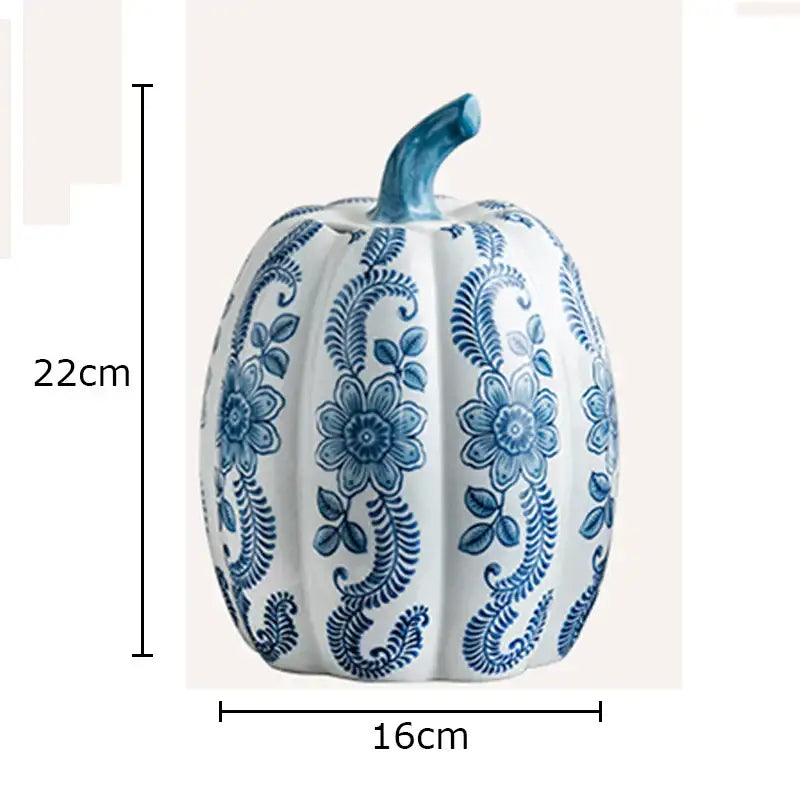 Blue and white porcelain pumpkin vase living room floral decor