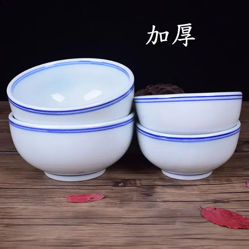 DecorBites™ Blue and White Porcelain Rice Bowl - Jingdezhen Ceramic Soup Bowl