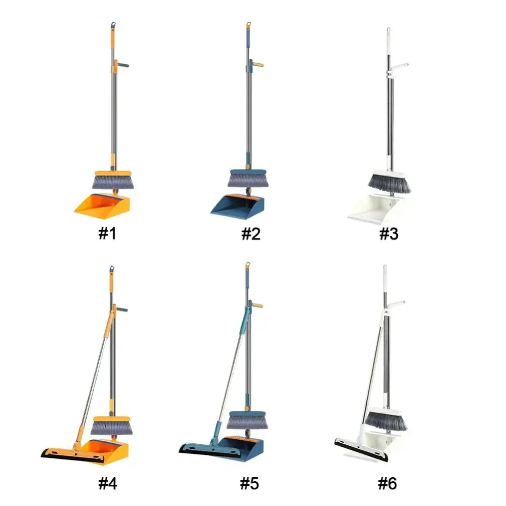 Blue and yellow broom scoop set kitchen cleaning tool with telescoping handle