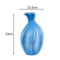 Blue ceramic flower bud vase blue & white ribbed living room decor